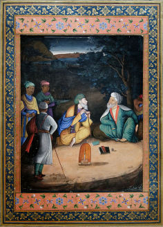 Discussion entre un mollah et un vieil homme, page de l'album Davis (1664-1665)